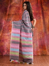 Bengal Handloom Khadi Khesh Saree - Silver
