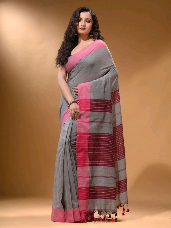 Handloom Ketia Pallu Saree - Gray