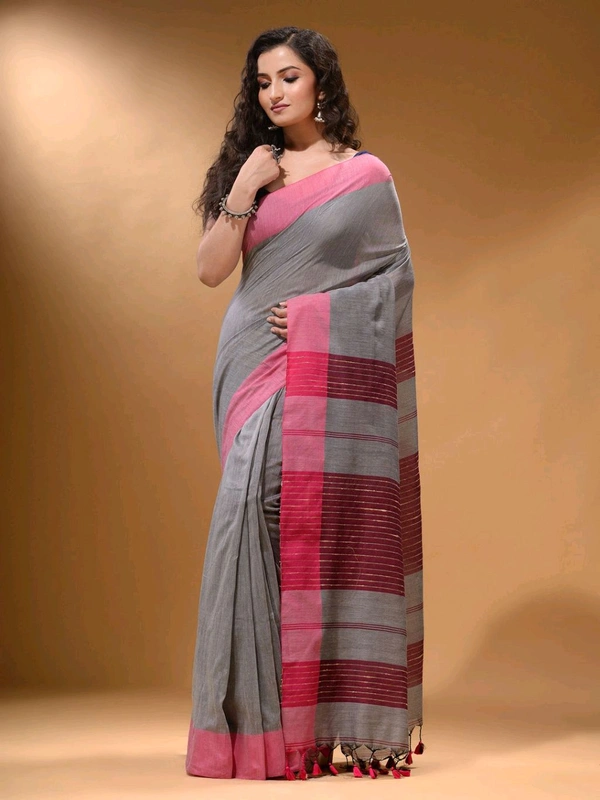 Handloom Ketia Pallu Saree - Gray