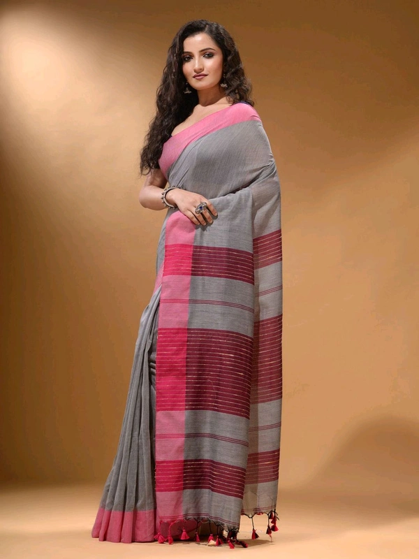 Handloom Ketia Pallu Saree - Gray