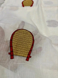 Durga Ma Embroidered Slab Cotton Saree - White
