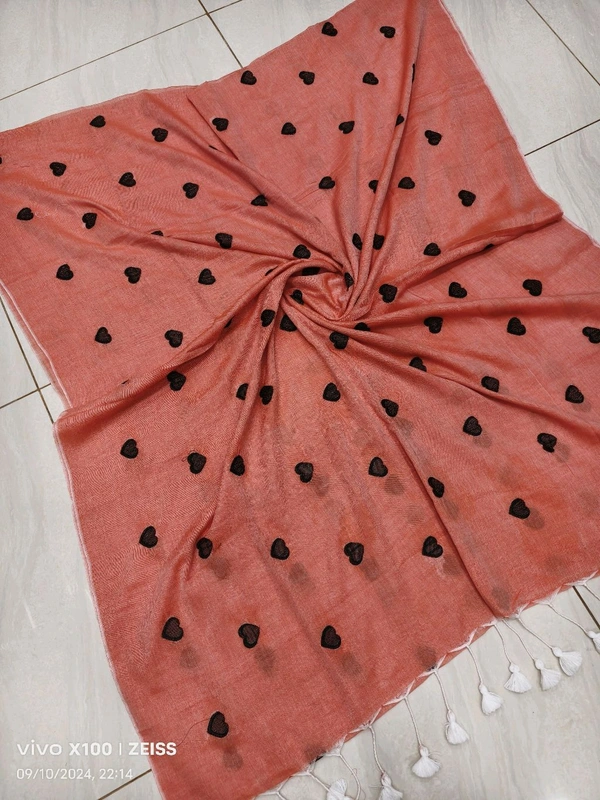 Handloom Mul Cotton Heart Motive Saree  - Orange