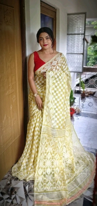 Traditional Woven Pallu Jamdani - Cream