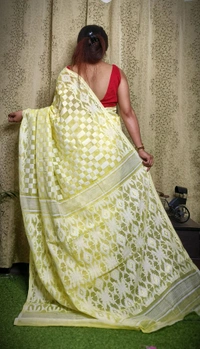 Traditional Woven Pallu Jamdani - Yellow