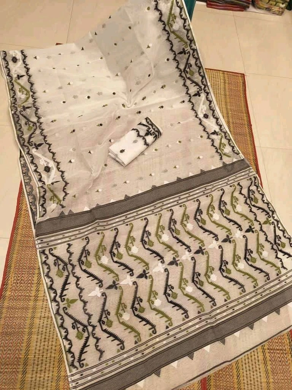 Traditional Bengal Woven Jamdani  - Papaya