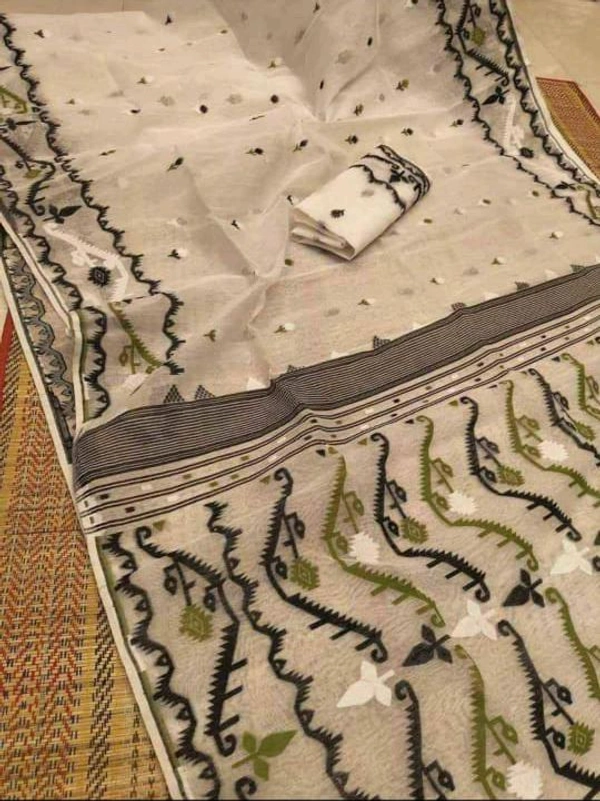 Traditional Bengal Woven Jamdani  - Papaya