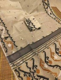 Traditional Bengal Woven Jamdani  - Bone