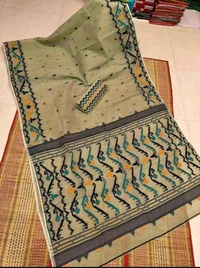 Traditional Bengal Woven Jamdani  - Olive