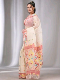 Traditional Bengal Woven Jamdani  - Cream White