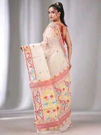 Traditional Bengal Woven Jamdani  - Cream White