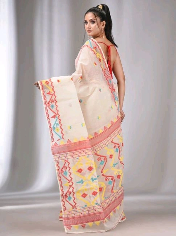 Traditional Bengal Woven Jamdani  - Cream White