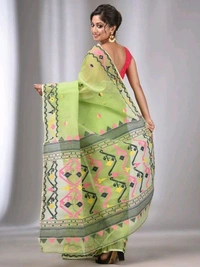 Traditional Bengal Woven Jamdani  - Green
