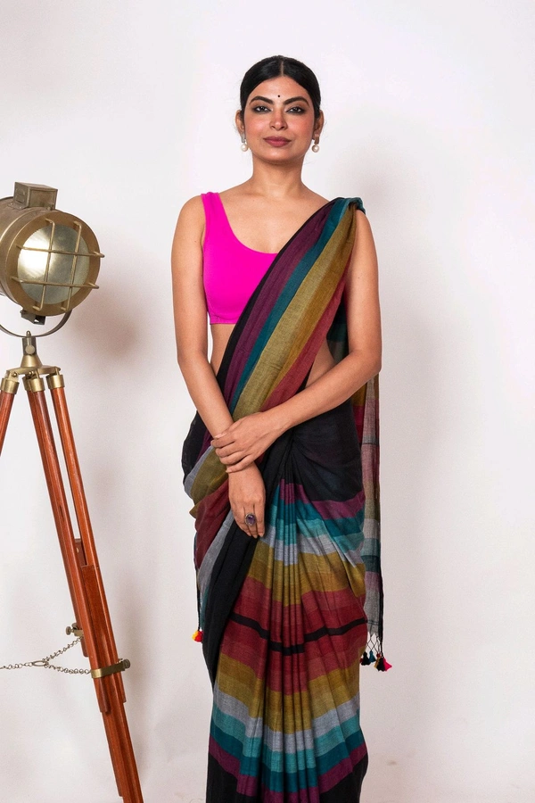 Handloom Raga Cotton Rainbow Saree 