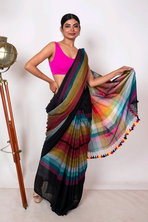 Handloom Raga Cotton Rainbow Saree 