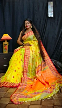 Authentic Handwoven Matka Silk Saree  - Gold