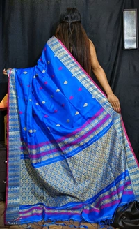 Authentic Handwoven Matka Silk Saree  - Blue