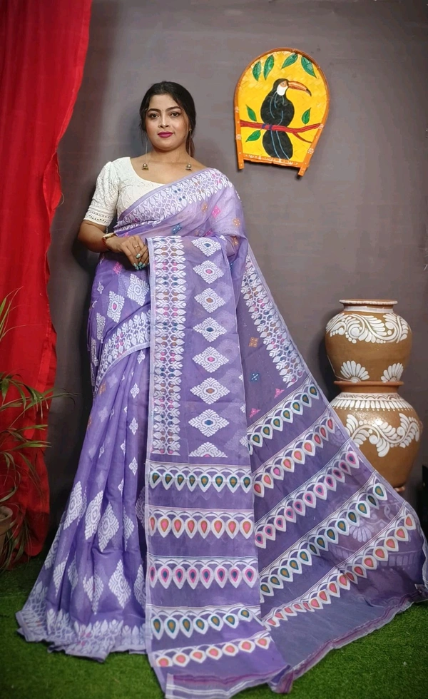 Handloom Minakari Pata Jamdani  - Violet