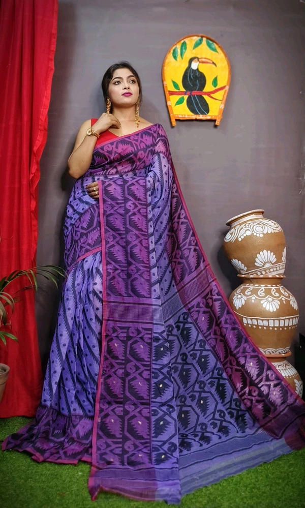 Handloom Soft Traditional Jamdani  - Blue