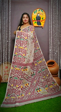 Mina Woven Soft Handloom Jamdani - Off White