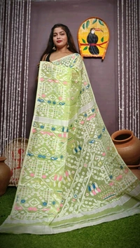 Mina Woven Soft Handloom Jamdani - Mint Green