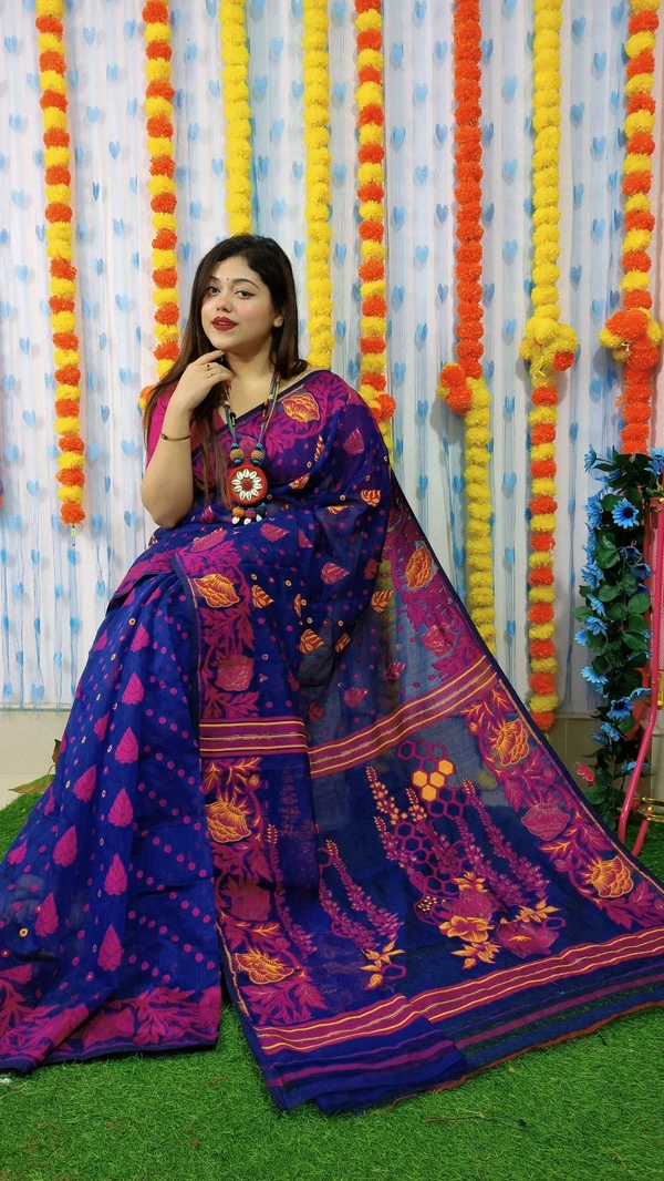Handloom Soft Traditional Jamdani  - Blue