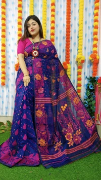 Handloom Soft Traditional Jamdani  - Blue