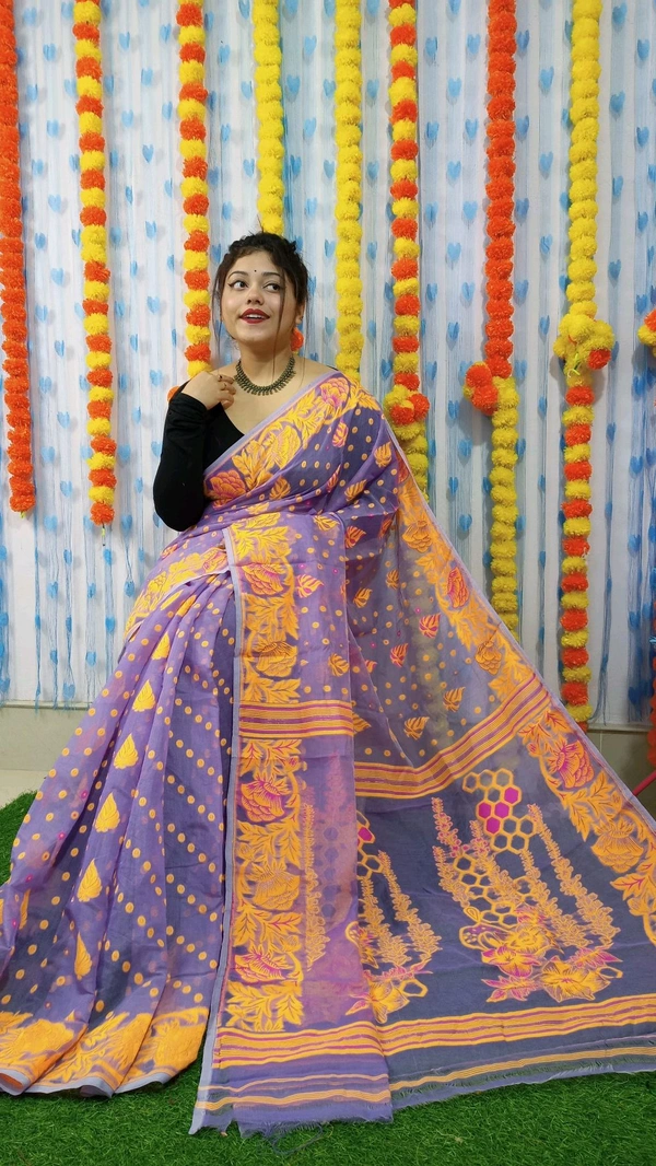 Handloom Soft Traditional Jamdani  - Lavender