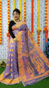 Handloom Soft Traditional Jamdani  - Lavender