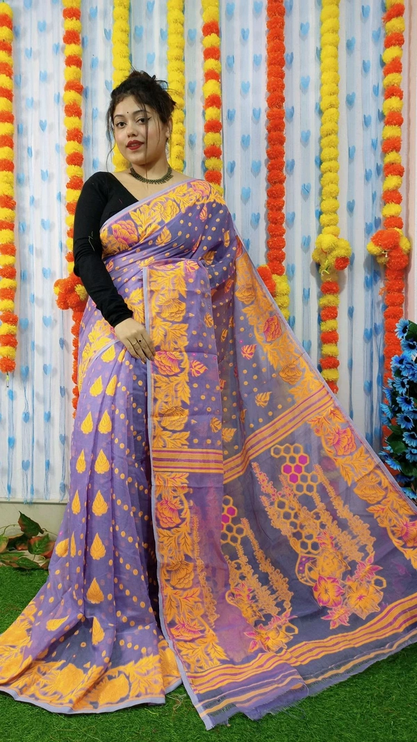 Handloom Soft Traditional Jamdani  - Lavender