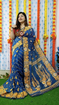 Handloom Soft Traditional Jamdani  - Blue