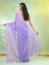 Handloom Floral Embroidered Saree - Mauve