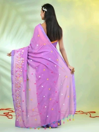 Handloom Floral Embroidered Saree - Pink