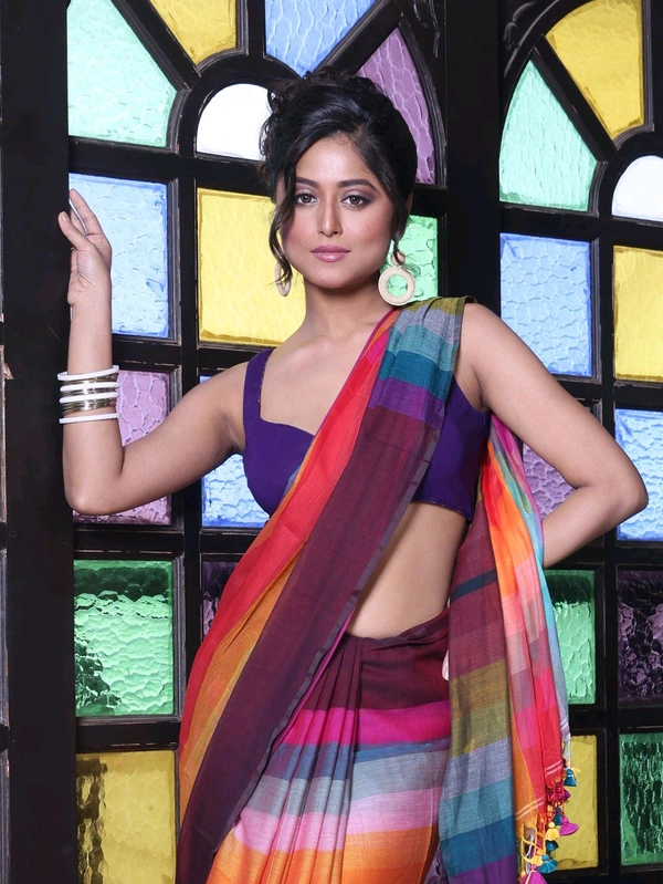 Handloom Raga Cotton Rainbow Saree 