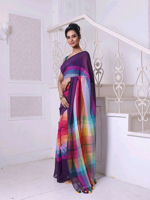 Handloom Raga Cotton Rainbow Saree 