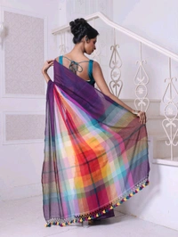 Handloom Raga Cotton Rainbow Saree 