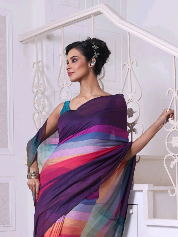 Handloom Raga Cotton Rainbow Saree 