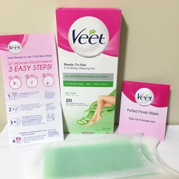 Veet Full Body Wax Strips 20 Aloe Vera & Green Tea Scent