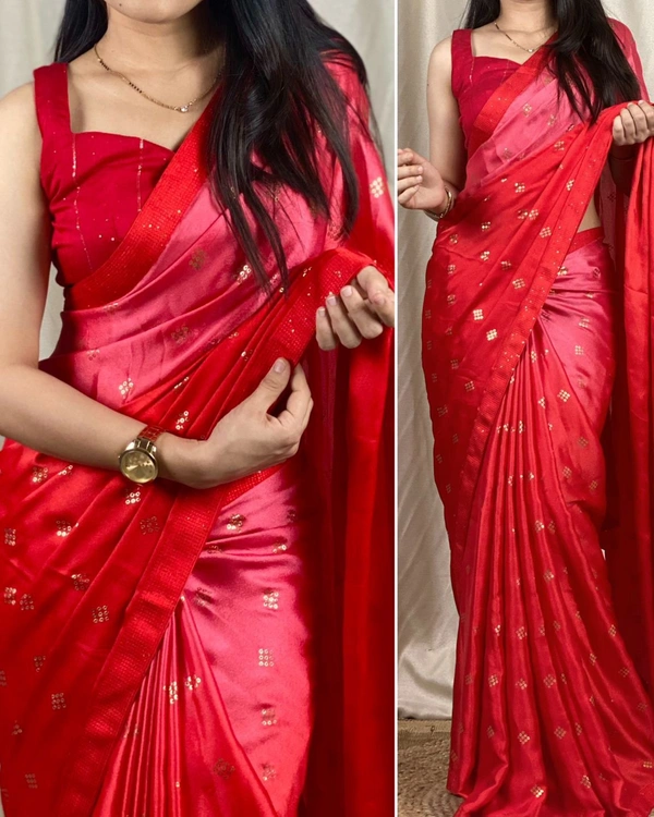 Syra Silk Designer Saree - Red, Free