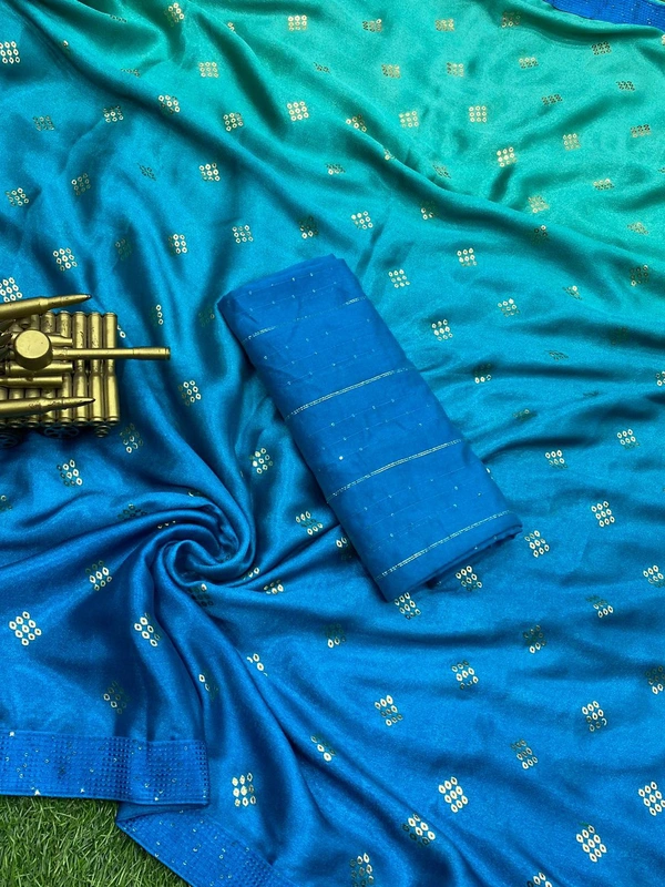 Syra Silk Designer Saree - Teal, Free