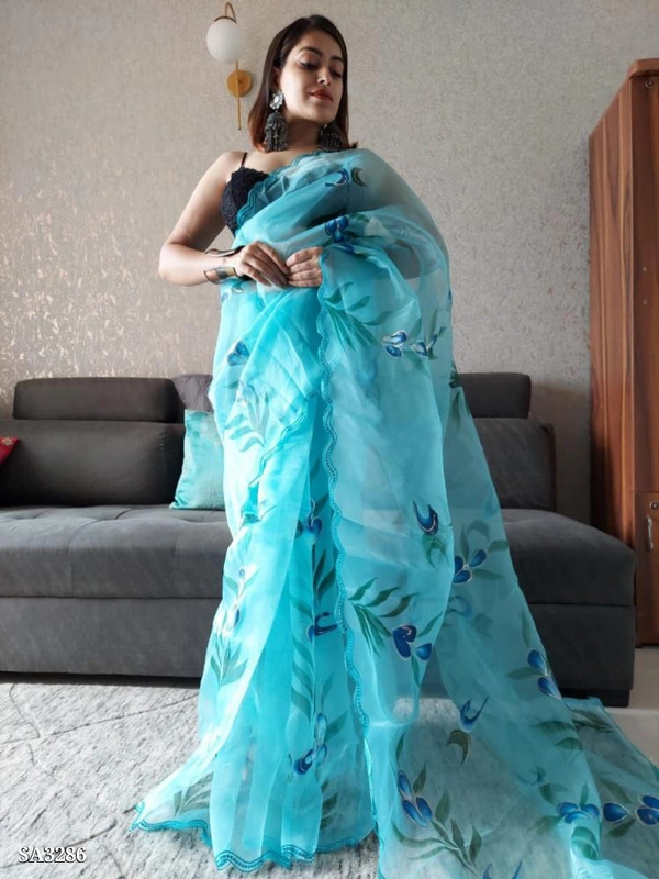 Suman Organza - Blizzard Blue