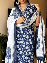 Beutiful Stylish Blue Print Kurti - L