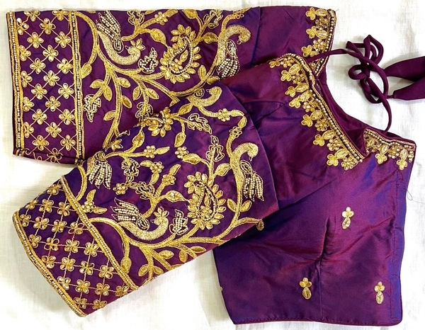 Chandra Kantha Blouse - Purple, 38 (Alter Upto 40)