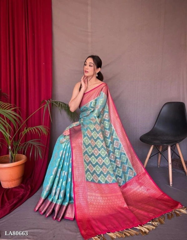 Aashi Silk Saree..1 - Eastern Blue, Free