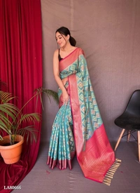 Aashi Silk Saree..1 - Eastern Blue, Free