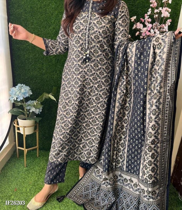 Pure Fine Reyon Kurti Pant Dupatta - M