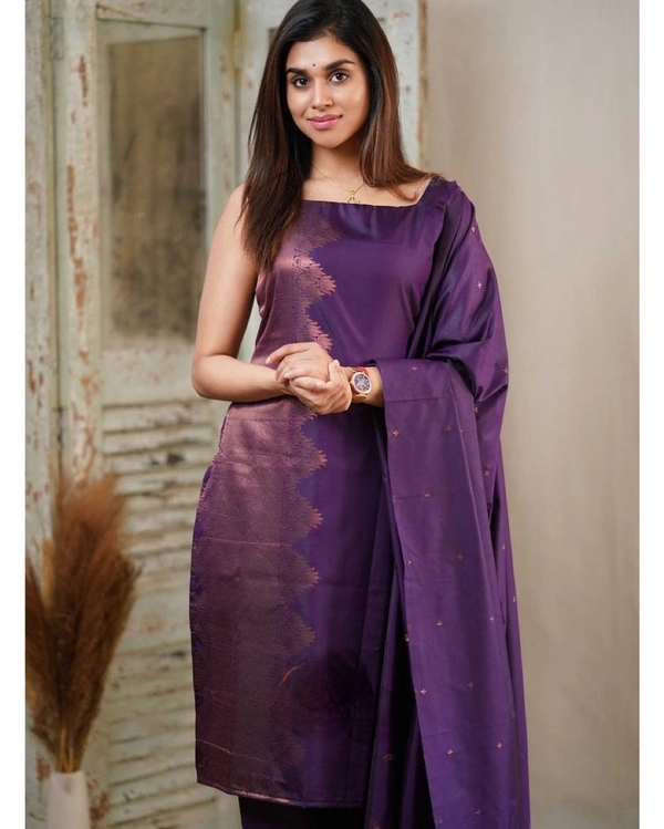 Silk Dress Material  - Electric Violet, Free