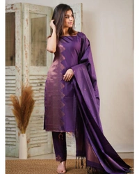 Silk Dress Material  - Electric Violet, Free
