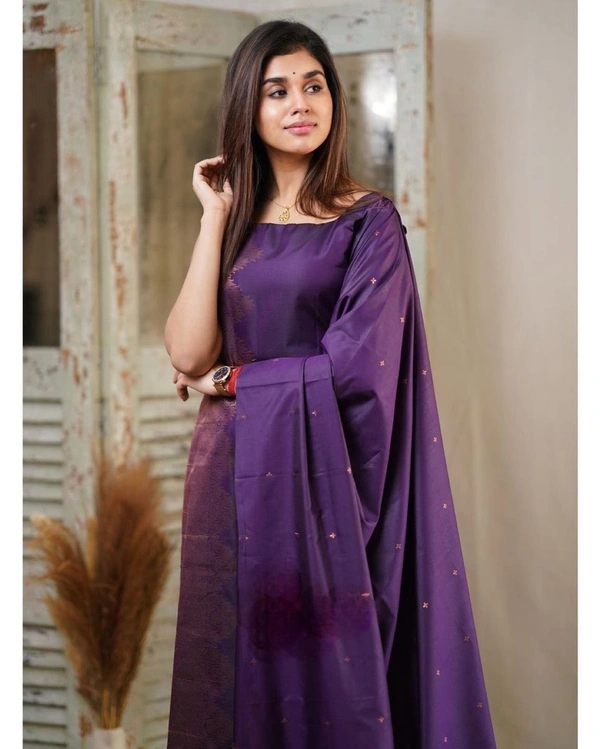 Silk Dress Material  - Electric Violet, Free