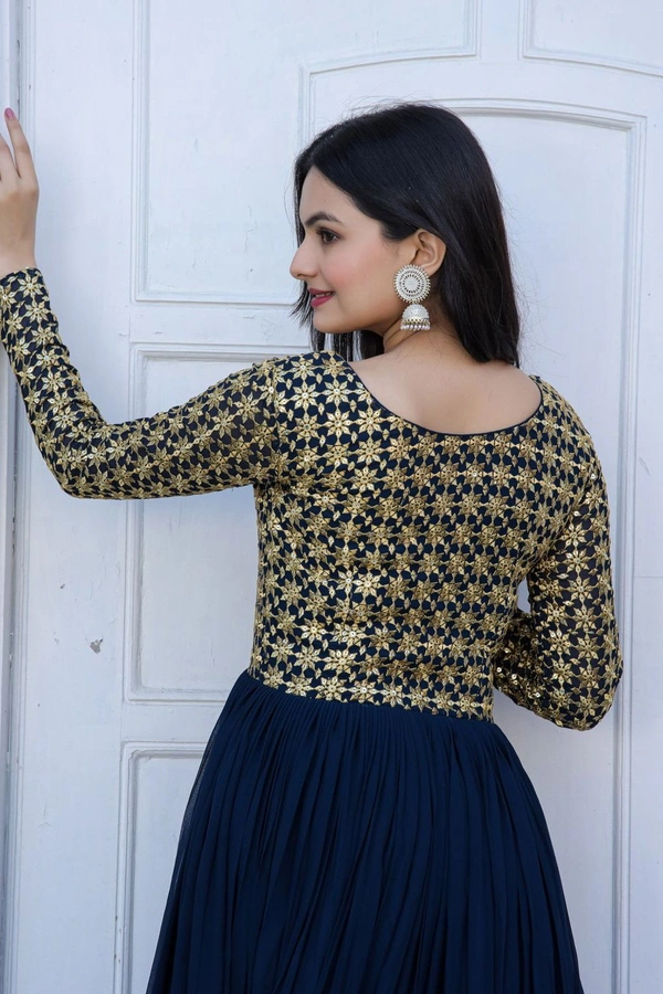 Party Gown Ka1034 Navy - Navy Blue, Free Upto 44