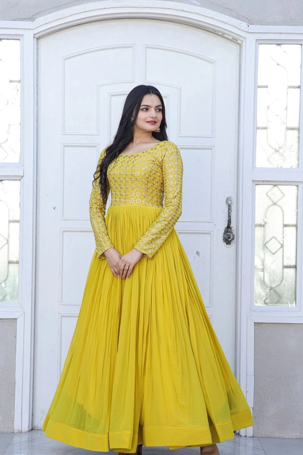 Party Gown Ka1034 Navy - Gold, Free Upto 44